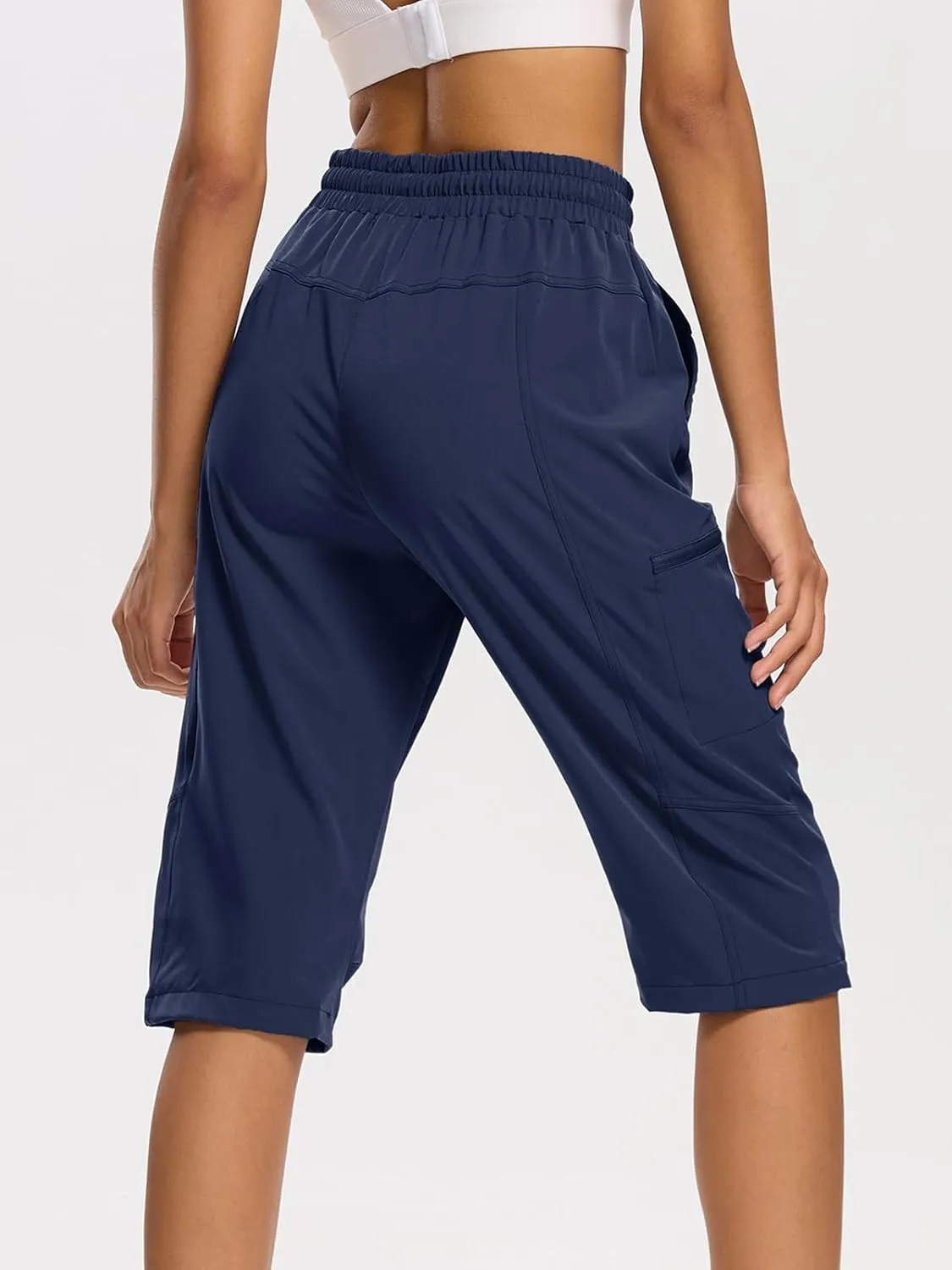 DEVOROPA Women's Hiking Long Shorts Knee Length Lightweight Quick Dry Cargo Athletic Bermuda Beach Shorts with Zipper Pockets