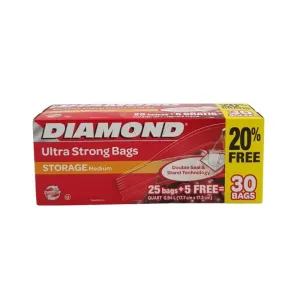 Diamond Freezer Bags Medium (30 Bags) - These high-quality freezer bags are designed to keep your food fresh and protected, ensuring that you always have delicious and nutritious meals ready to go - 01090063083