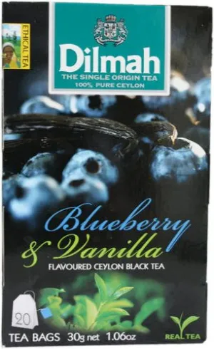Dilmah, Tea, Single Origin Pure Ceylon Tea (Blueberry & Vanilla, 20 Tea Bags (Pack of 3))