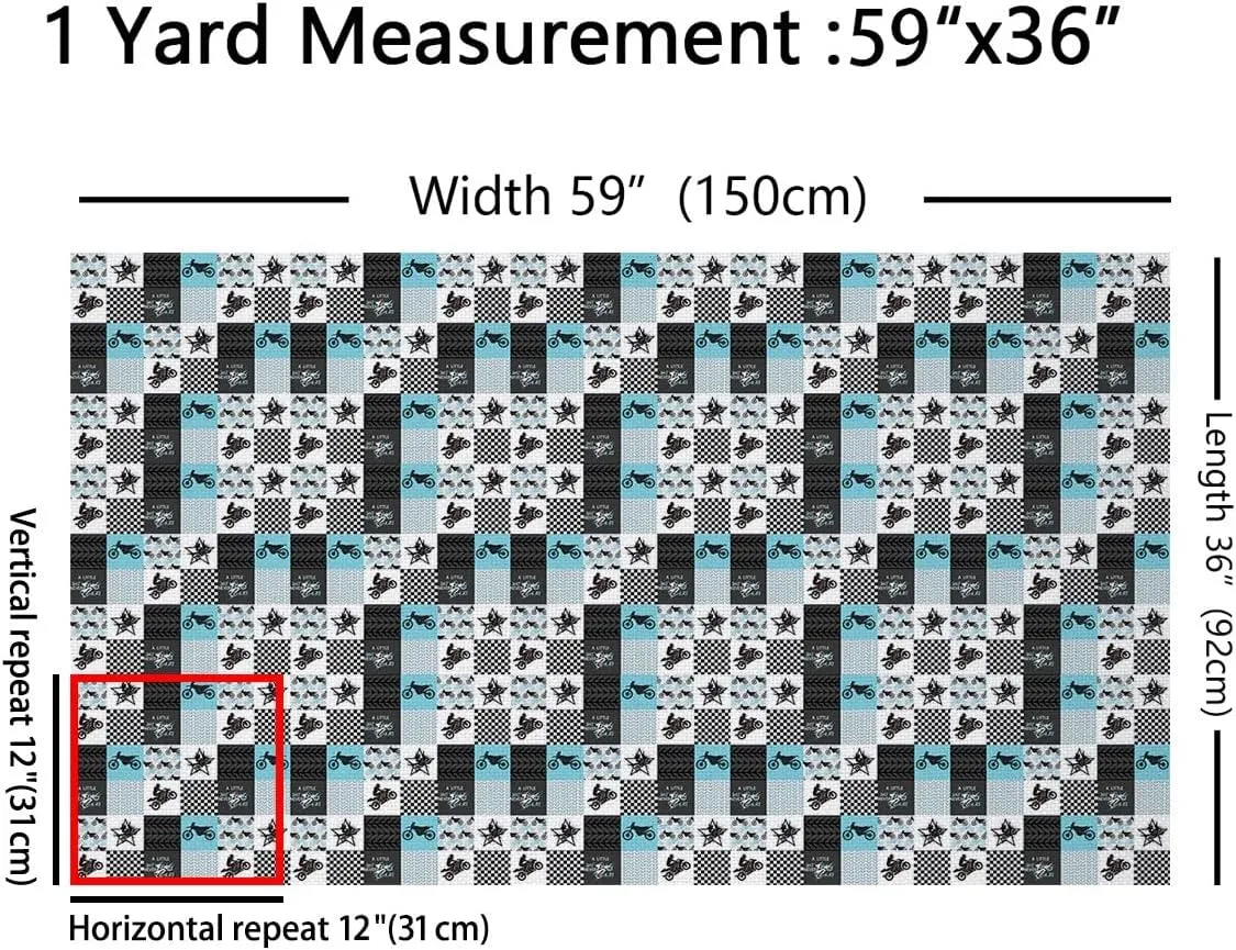 Dirt Bike Upholstery Fabric by The Yard, Extreme Sports Reupholstery Fabric for Chairs,Racing Motocross Rider Plaid Grid Room Decorative Fabric for Outdoor and Home DIY Projects, 1 Yard,