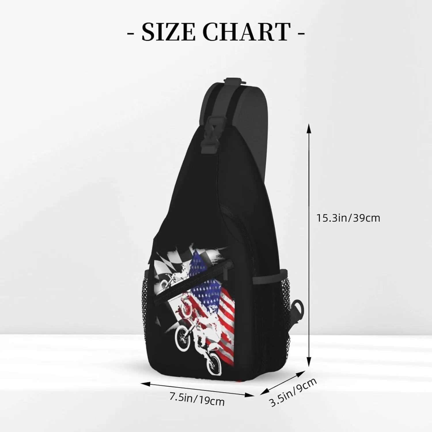 Dirt Bike With Red And Black Paint Splash Sling Bag Crossbody Bag Casual Chest Bags Travel Shoulder Backpack