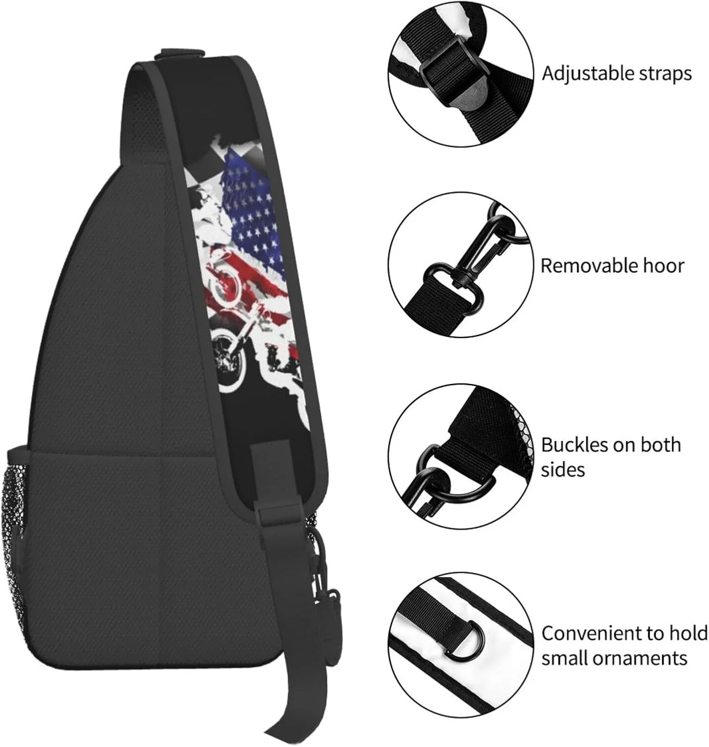 Dirt Bike With Red And Black Paint Splash Sling Bag Crossbody Bag Casual Chest Bags Travel Shoulder Backpack
