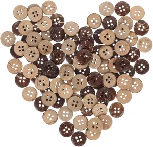 DIY Sewing Buttons 100pcs Natural Coconut Shell Buttons for Clothing Shoes Bags