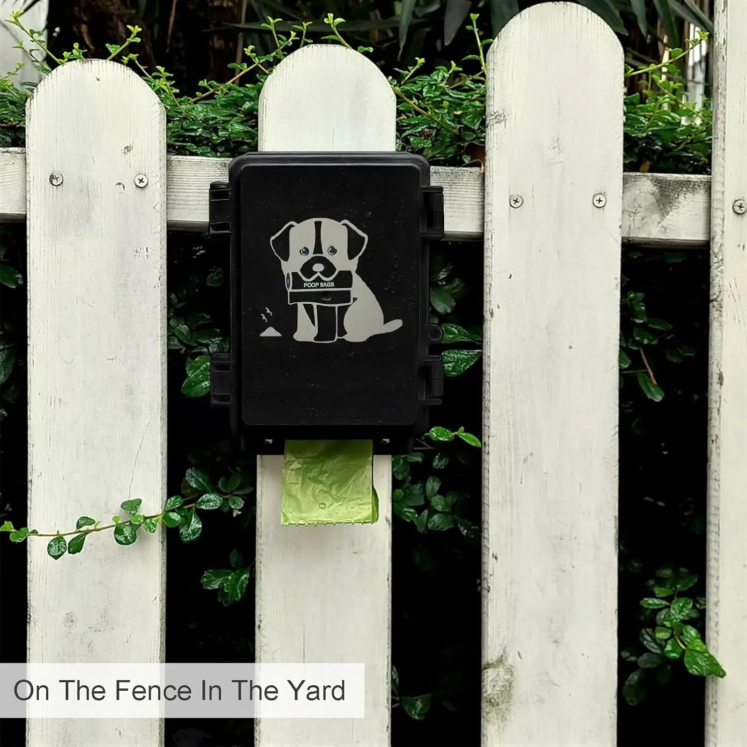 Dog Poop Bag Dispenser Wall Mount Outdoor Pet Waste Bags Storage Container Waterproof Box, 8 Rolls, Post, Fence Mountable Small Dog Waste Station for Home, Yard (Black dispenser   bags)