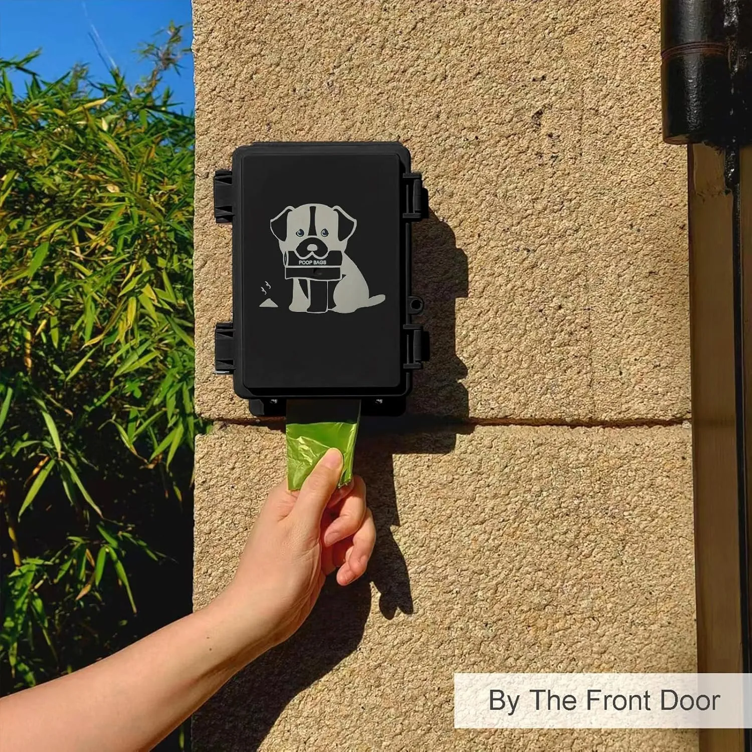 Dog Poop Bag Dispenser Wall Mount Outdoor Pet Waste Bags Storage Container Waterproof Box, 8 Rolls, Post, Fence Mountable Small Dog Waste Station for Home, Yard (Black dispenser   bags)