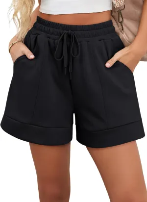 Dokotoo Women's Air Layer Casual Comfy Moisture Wicking Drawstring Shorts with Pockets