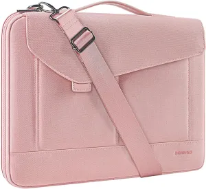 DOMISO 14 Inch Laptop Sleeve Bag Water Resistant Business Briefcase Carrying Shoulder Bag for Lenovo Chromebook S330/Flex 4/Thinkpad L480 E480 T480s/HP ProBook 640 G4/Dell Inspiron 5480 5481,Pink