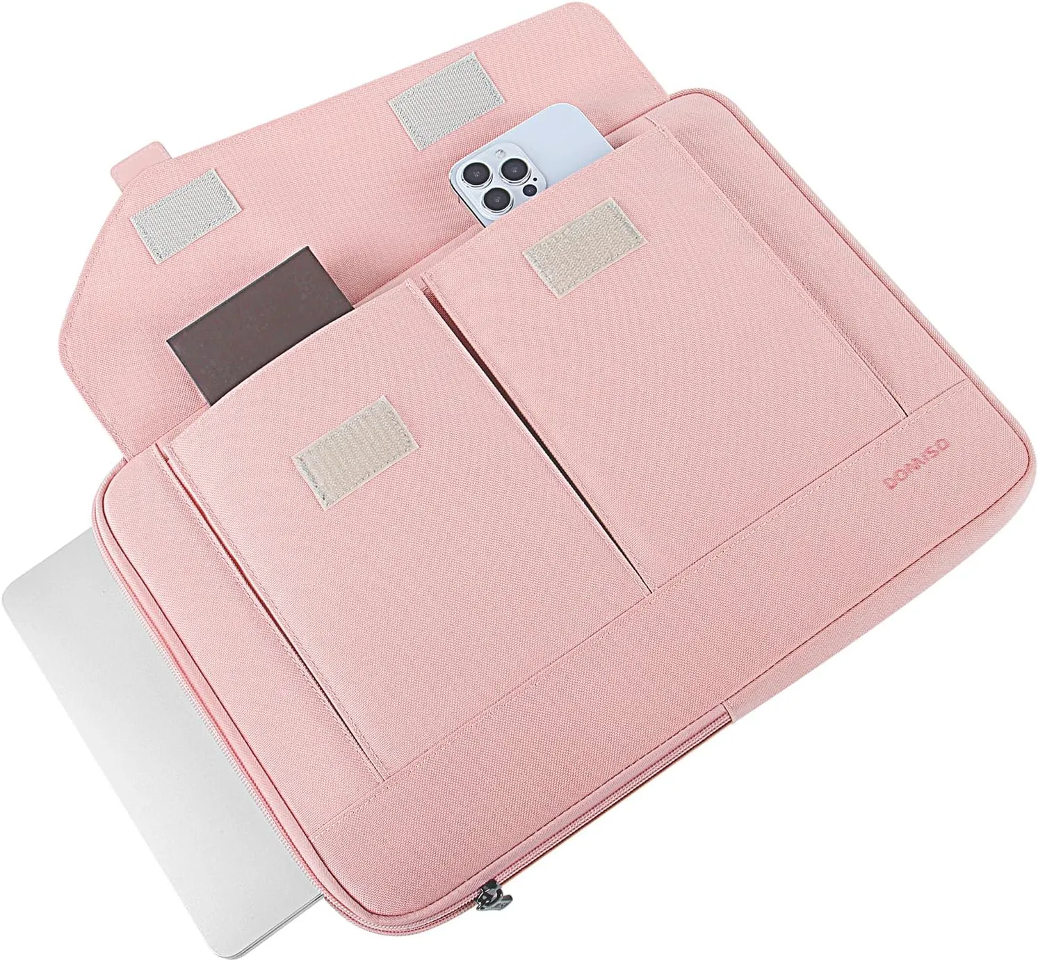 DOMISO 14 Inch Laptop Sleeve Bag Water Resistant Business Briefcase Carrying Shoulder Bag for Lenovo Chromebook S330/Flex 4/Thinkpad L480 E480 T480s/HP ProBook 640 G4/Dell Inspiron 5480 5481,Pink