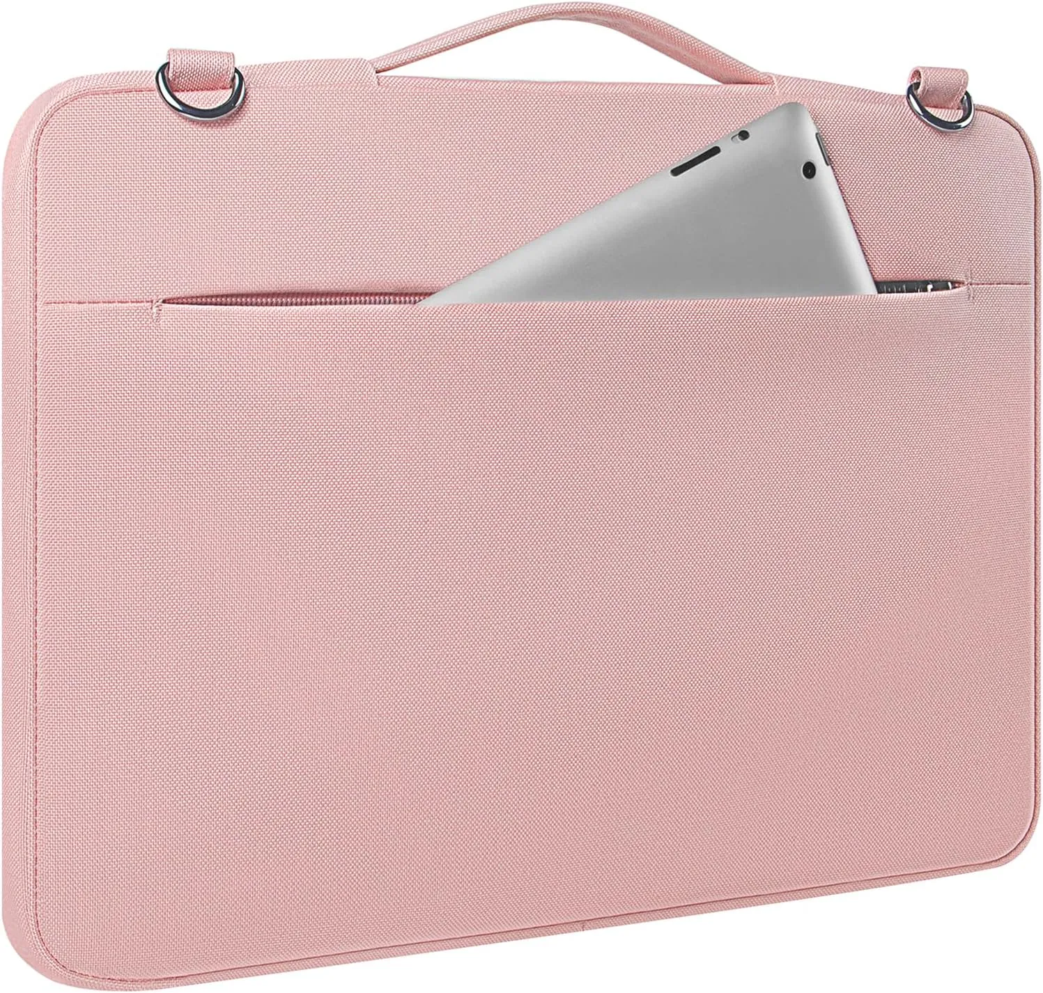 DOMISO 14 Inch Laptop Sleeve Bag Water Resistant Business Briefcase Carrying Shoulder Bag for Lenovo Chromebook S330/Flex 4/Thinkpad L480 E480 T480s/HP ProBook 640 G4/Dell Inspiron 5480 5481,Pink