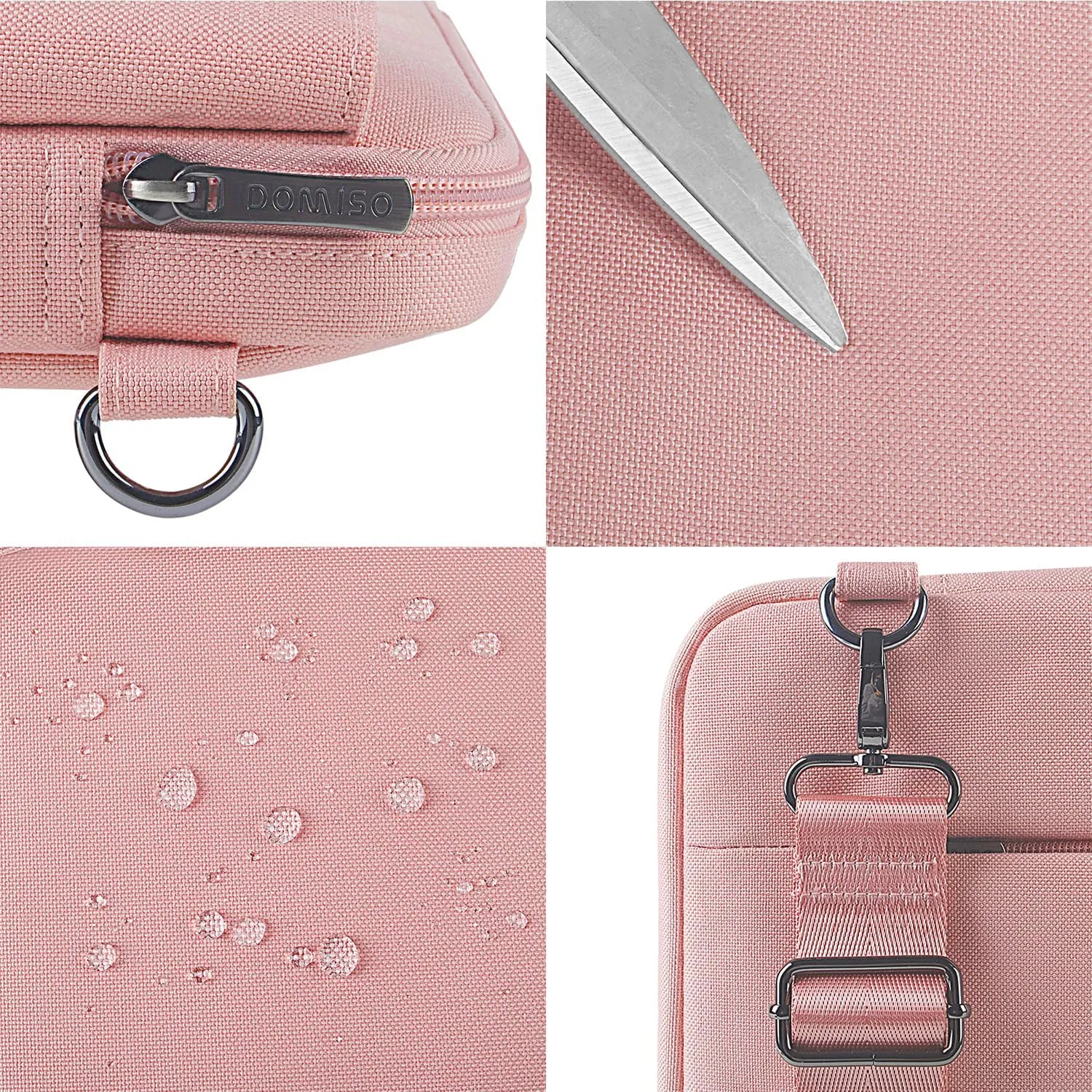 DOMISO 14 Inch Laptop Sleeve Bag Water Resistant Business Briefcase Carrying Shoulder Bag for Lenovo Chromebook S330/Flex 4/Thinkpad L480 E480 T480s/HP ProBook 640 G4/Dell Inspiron 5480 5481,Pink