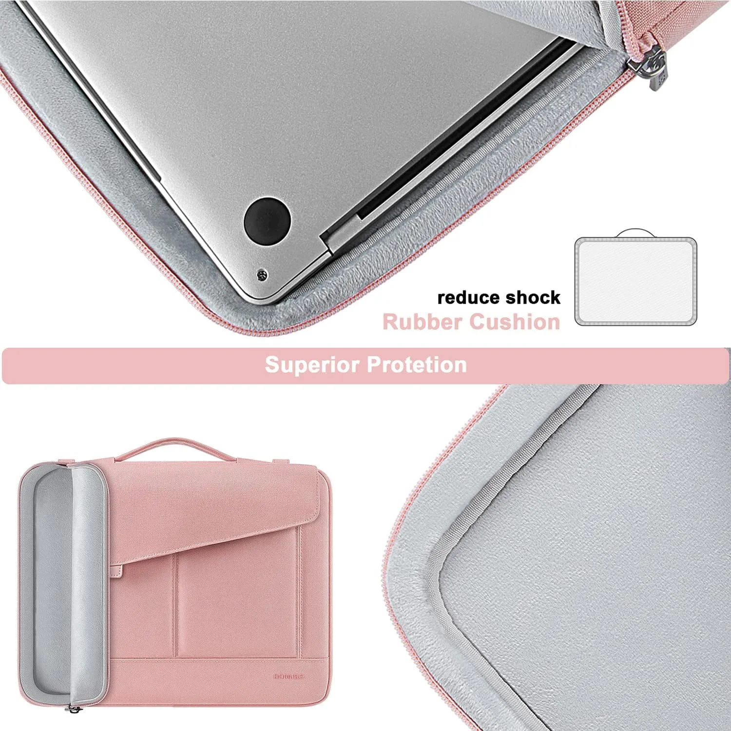 DOMISO 14 Inch Laptop Sleeve Bag Water Resistant Business Briefcase Carrying Shoulder Bag for Lenovo Chromebook S330/Flex 4/Thinkpad L480 E480 T480s/HP ProBook 640 G4/Dell Inspiron 5480 5481,Pink