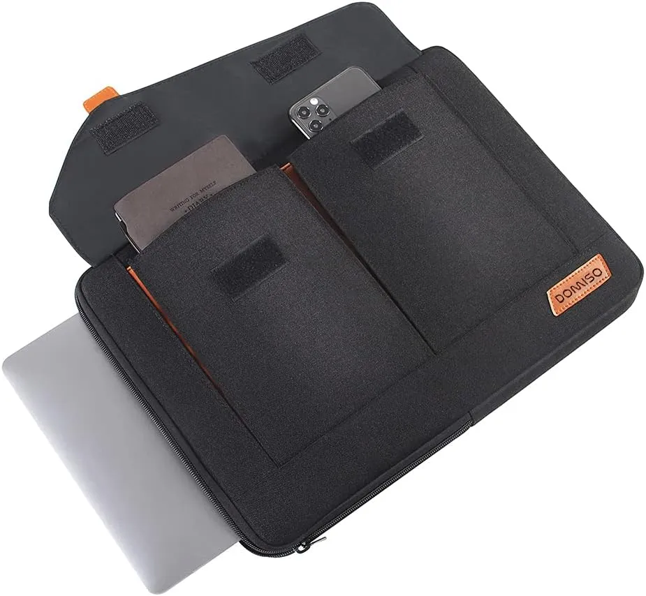 DOMISO 15-15.6 Inch Laptop Sleeve Bag Water Resistant Briefcase Messenger Shoulder Bag for ThinkPad L580/16 MacBook Pro/IdeaPad 320/Dell XPS 15/HP Envy x360/ASUS ROG Zephyrus/Acer Chromebook,Black