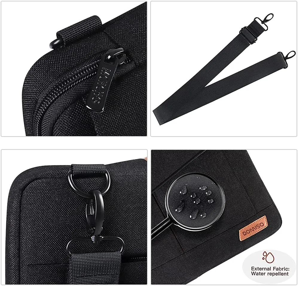 DOMISO 15-15.6 Inch Laptop Sleeve Bag Water Resistant Briefcase Messenger Shoulder Bag for ThinkPad L580/16 MacBook Pro/IdeaPad 320/Dell XPS 15/HP Envy x360/ASUS ROG Zephyrus/Acer Chromebook,Black