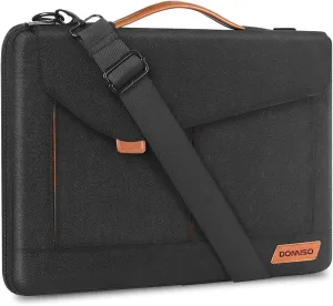 DOMISO 15-15.6 Inch Laptop Sleeve Bag Water Resistant Briefcase Messenger Shoulder Bag for ThinkPad L580/16 MacBook Pro/IdeaPad 320/Dell XPS 15/HP Envy x360/ASUS ROG Zephyrus/Acer Chromebook,Black