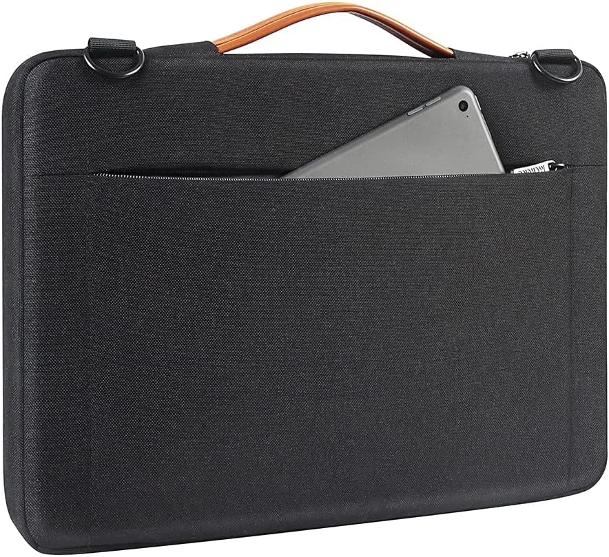 DOMISO 15-15.6 Inch Laptop Sleeve Bag Water Resistant Briefcase Messenger Shoulder Bag for ThinkPad L580/16 MacBook Pro/IdeaPad 320/Dell XPS 15/HP Envy x360/ASUS ROG Zephyrus/Acer Chromebook,Black