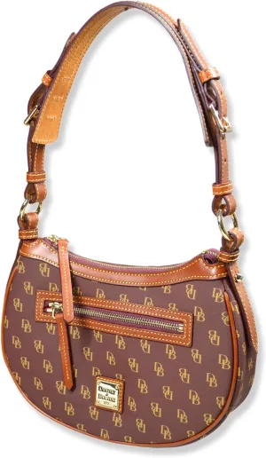 Dooney & Bourke Women's Classic Jacquard Print Round Crescent Hobo Bag Purse,