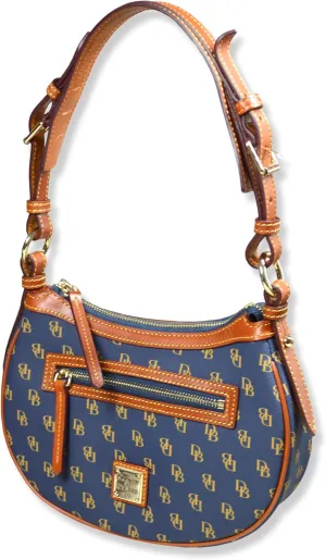 Dooney & Bourke Women's Classic Jacquard Print Round Crescent Hobo Bag Purse,