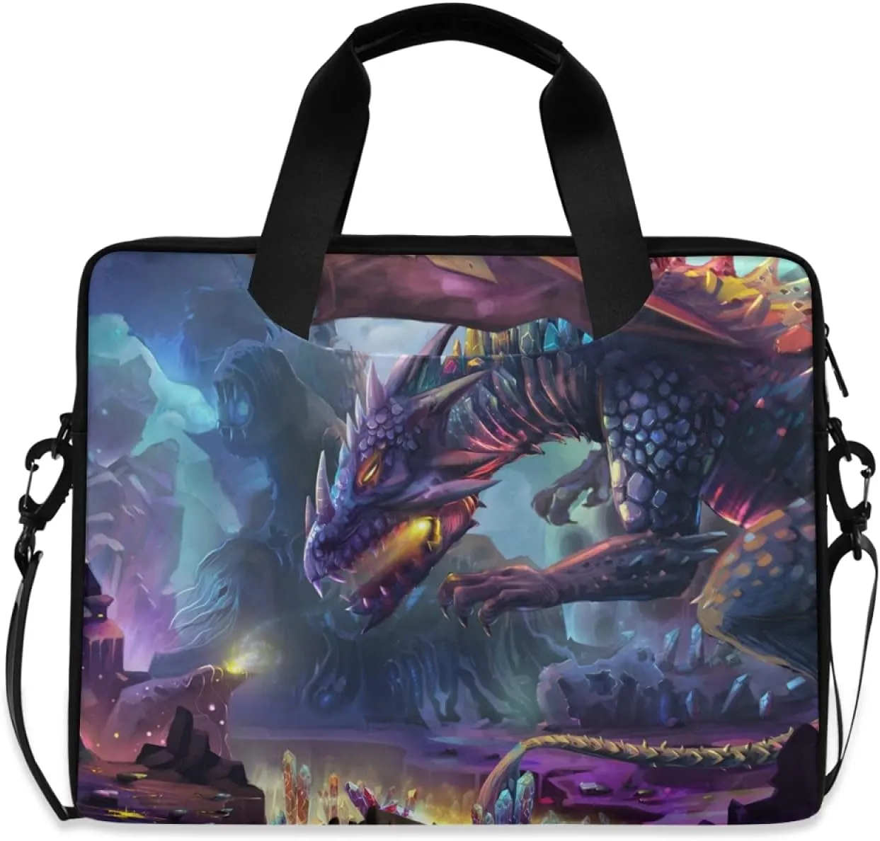 Dragon Planet Magic Fantasy Laptop Bag Case 13 14 15.6 inch Laptop Messenger Bag Crossbody Briefcase for Men Women with Shoulder Strap Handle