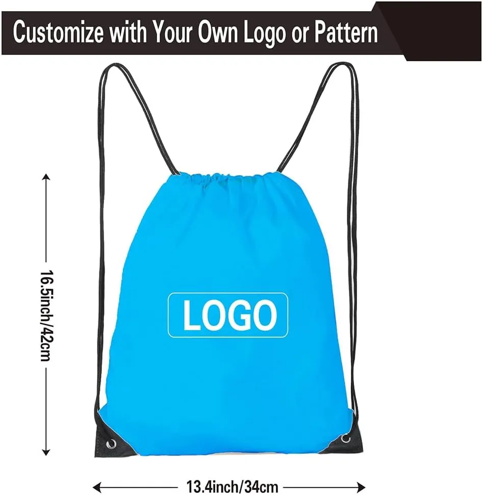 Drawstring Backpack, 30 Pcs Bulk Draw String Bags, Polyester Cinch Bag for Sport Gym, Sky Blue