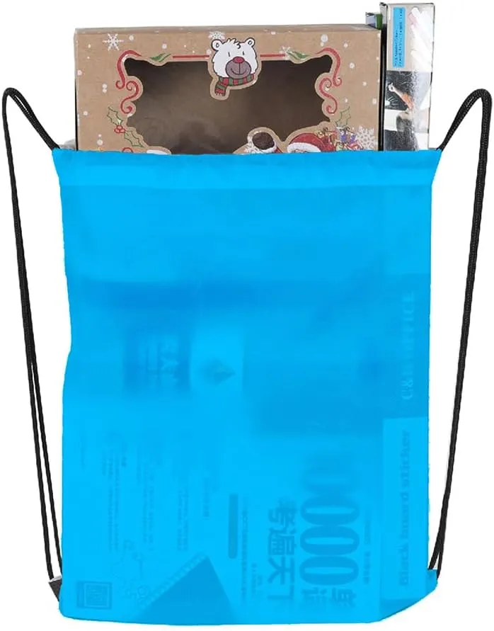 Drawstring Backpack, 30 Pcs Bulk Draw String Bags, Polyester Cinch Bag for Sport Gym, Sky Blue