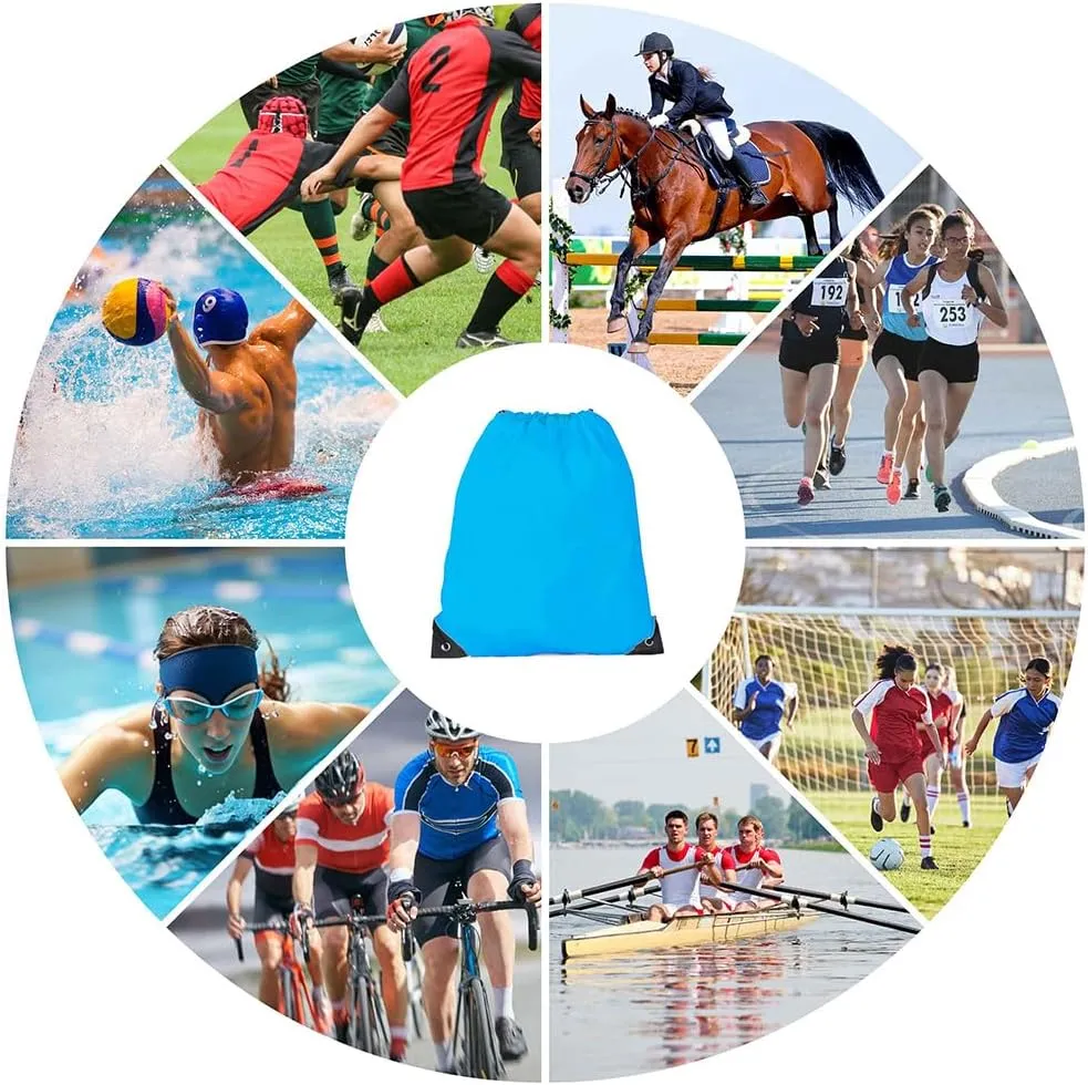Drawstring Backpack, 30 Pcs Bulk Draw String Bags, Polyester Cinch Bag for Sport Gym, Sky Blue