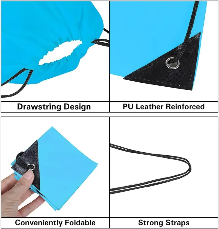 Drawstring Backpack, 30 Pcs Bulk Draw String Bags, Polyester Cinch Bag for Sport Gym, Sky Blue