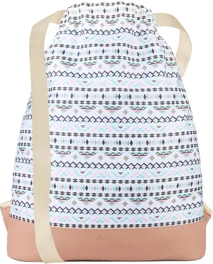 Drawstring Backpack Bag Sport Gym Sackpack，With Zipper Pocket and Reinforced Bottom (Pink Geometry I)