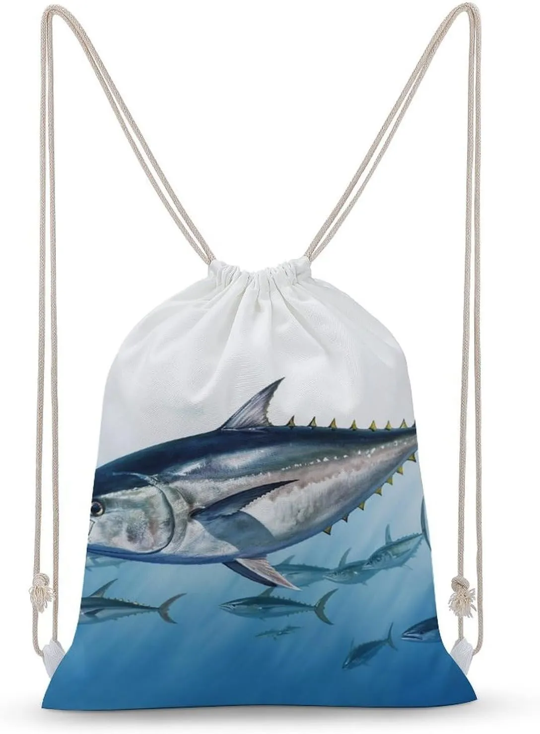Drawstring Backpack Bluefin Tuna Thunnus Printed Drawstring Bags Sport Gym Sackpack Sports Sackpack Drawstring Backpack Bag for Yoga Traveling Outdoor Sports