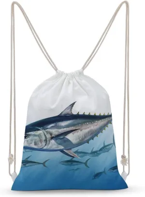 Drawstring Backpack Bluefin Tuna Thunnus Printed Drawstring Bags Sport Gym Sackpack Sports Sackpack Drawstring Backpack Bag for Yoga Traveling Outdoor Sports