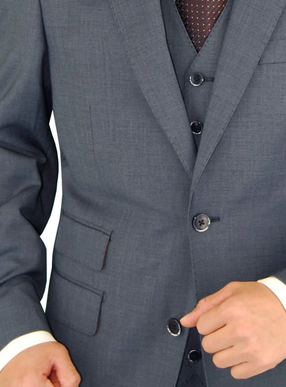 DTI BB Signature Italian Wool Vested Men's Suit 3 Piece Jacket Slacks Waistcoat