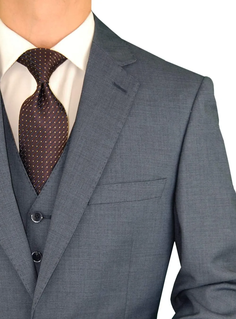 DTI BB Signature Italian Wool Vested Men's Suit 3 Piece Jacket Slacks Waistcoat