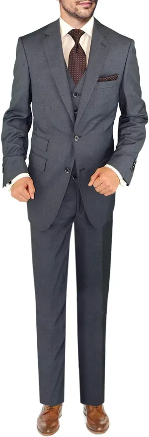 DTI BB Signature Italian Wool Vested Men's Suit 3 Piece Jacket Slacks Waistcoat