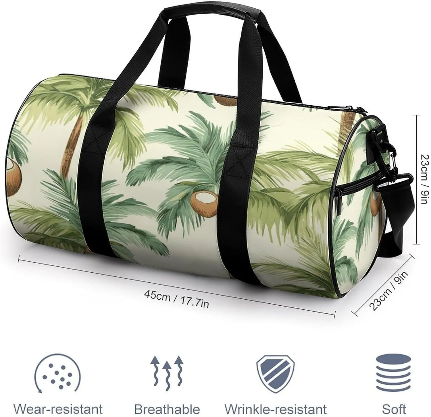 Duffel Bag for Men Women Gym Bag Summer Coconut Tree Travel Duffel Bag Waterproof Overnight Bag for Sports Workout