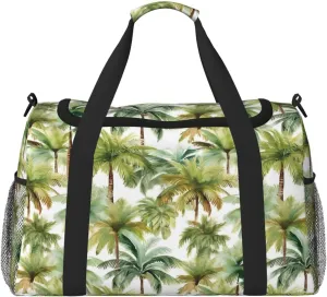 Duffle Bag for Travel, Green Coconut Tree Weekender Overnight Duffel Bag, Carry On Bag Gym Bag for Women Men, Personal Item Travel Bag