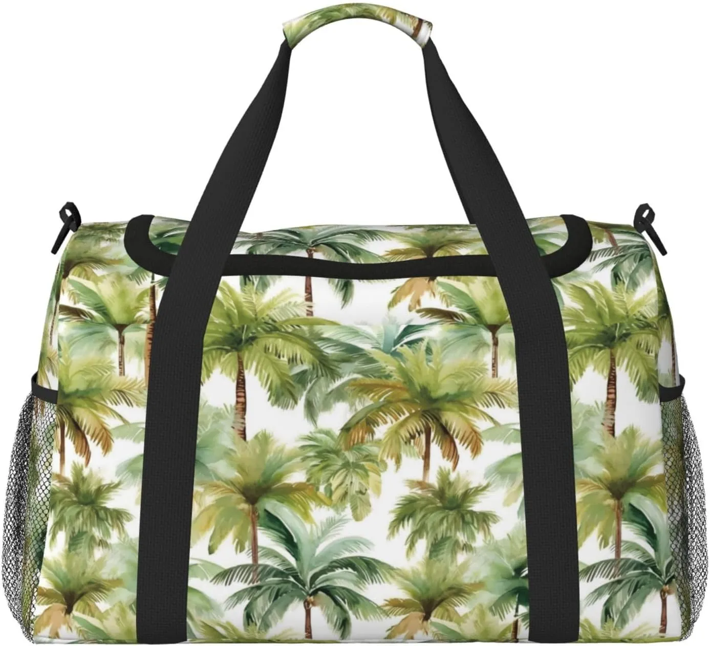 Duffle Bag for Travel, Green Coconut Tree Weekender Overnight Duffel Bag, Carry On Bag Gym Bag for Women Men, Personal Item Travel Bag