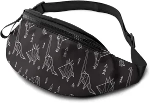 Dujiea Fanny Pack, Cartoon Dinosaurs Black Waist Bag with Headphone Hole Belt Bag Adjustable Sling Pocket Fashion Hip Bum Bag for Women Men Kids Outdoors Casual Travelling Hiking Cycling