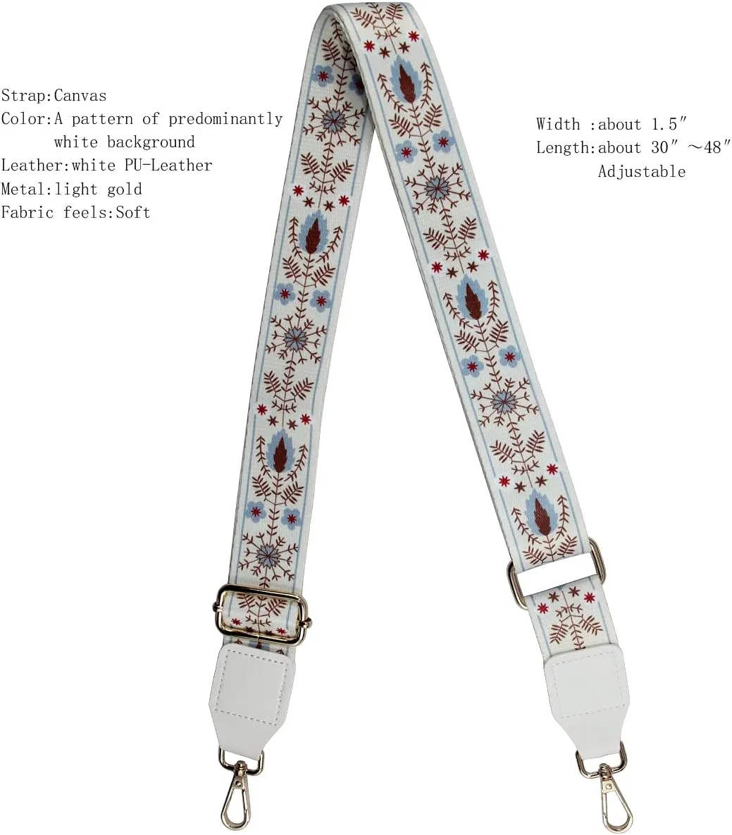 Duwi Wide Handbag&Purse Strap Jacquard Woven Guitar Style Multicolor Replacement Strap Canvas Adjustable Crossbody Bag Strap