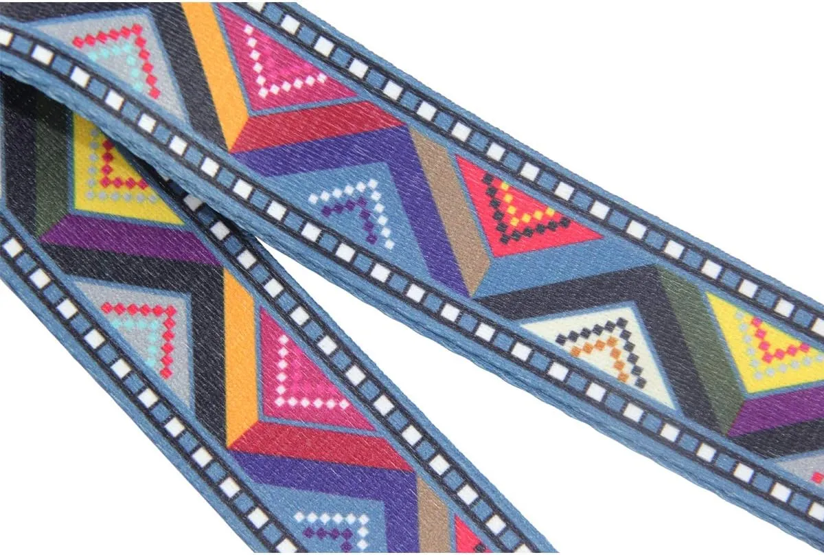 Duwi Wide Handbag&Purse Strap Jacquard Woven Guitar Style Multicolor Replacement Strap Canvas Adjustable Crossbody Bag Strap