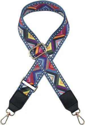 Duwi Wide Handbag&Purse Strap Jacquard Woven Guitar Style Multicolor Replacement Strap Canvas Adjustable Crossbody Bag Strap