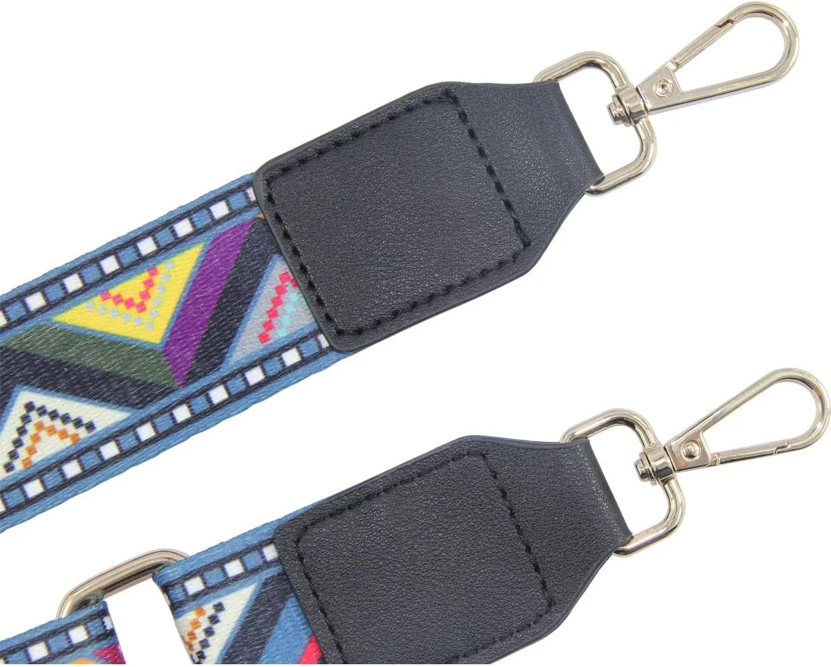 Duwi Wide Handbag&Purse Strap Jacquard Woven Guitar Style Multicolor Replacement Strap Canvas Adjustable Crossbody Bag Strap