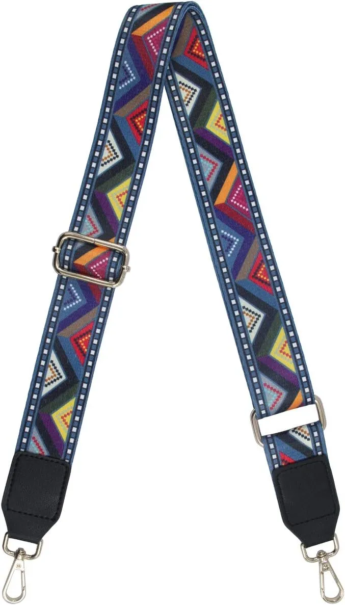 Duwi Wide Handbag&Purse Strap Jacquard Woven Guitar Style Multicolor Replacement Strap Canvas Adjustable Crossbody Bag Strap