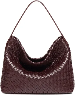 Dyalsa Woven Vegan Leather Tote Bag For Women Crossbody Shoulder Bag Large Hobo Handbags Female Satchel Messenger Bag AL-018CF, Ab-coffee