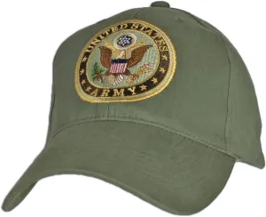 EAGLE CREST U.S. Army Insignia Hat / Army Emblem OD Green Baseball Cap 6557