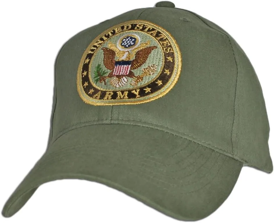 EAGLE CREST U.S. Army Insignia Hat / Army Emblem OD Green Baseball Cap 6557