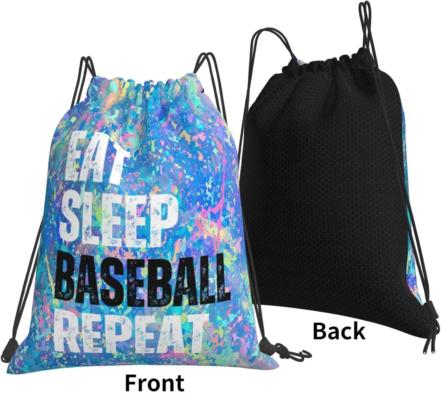 Eat Sleep Baseball Repeat Drawstring Backpack Gym String Bag Sports Drawstring Sackpack For Women Men