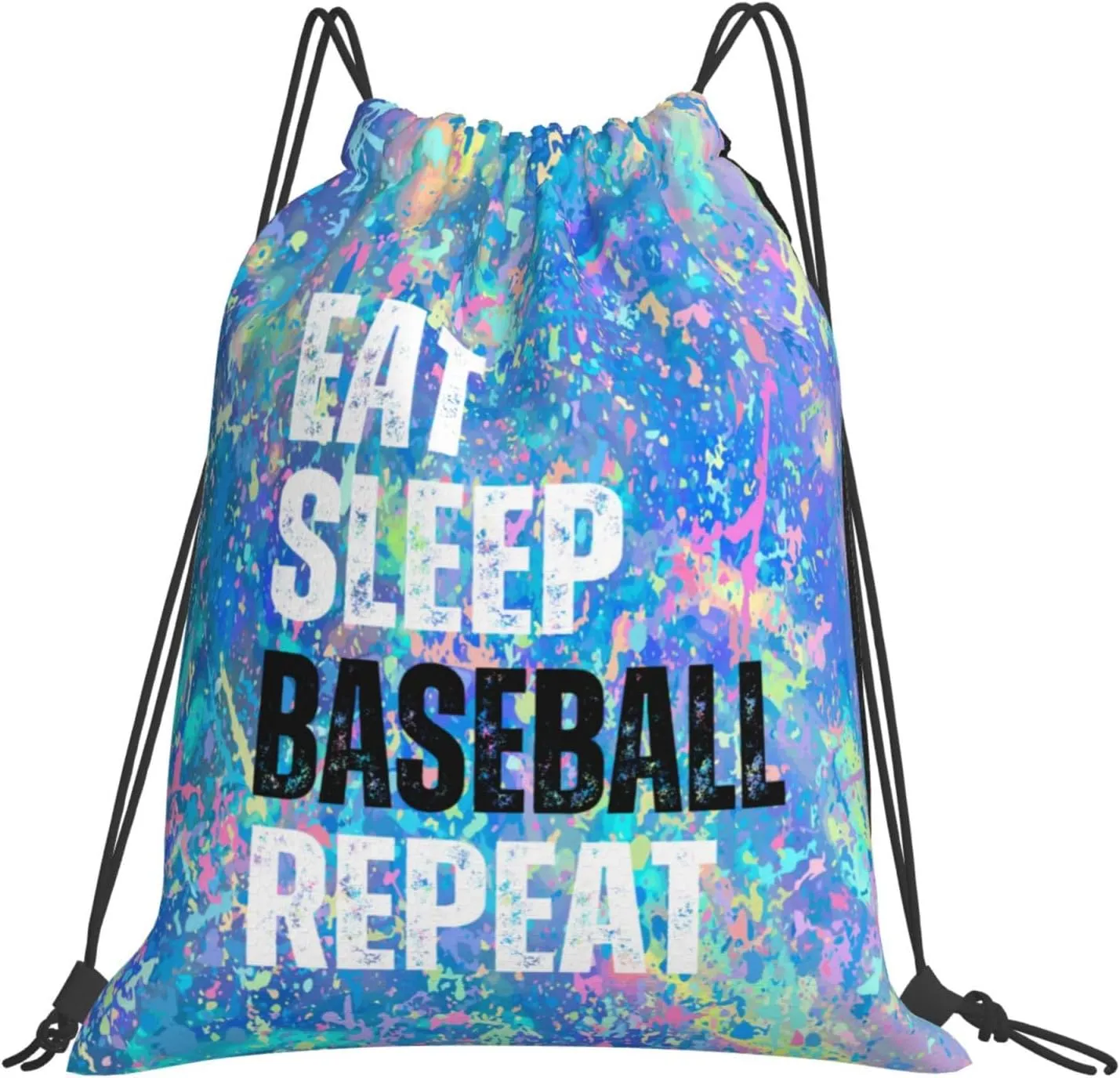 Eat Sleep Baseball Repeat Drawstring Backpack Gym String Bag Sports Drawstring Sackpack For Women Men