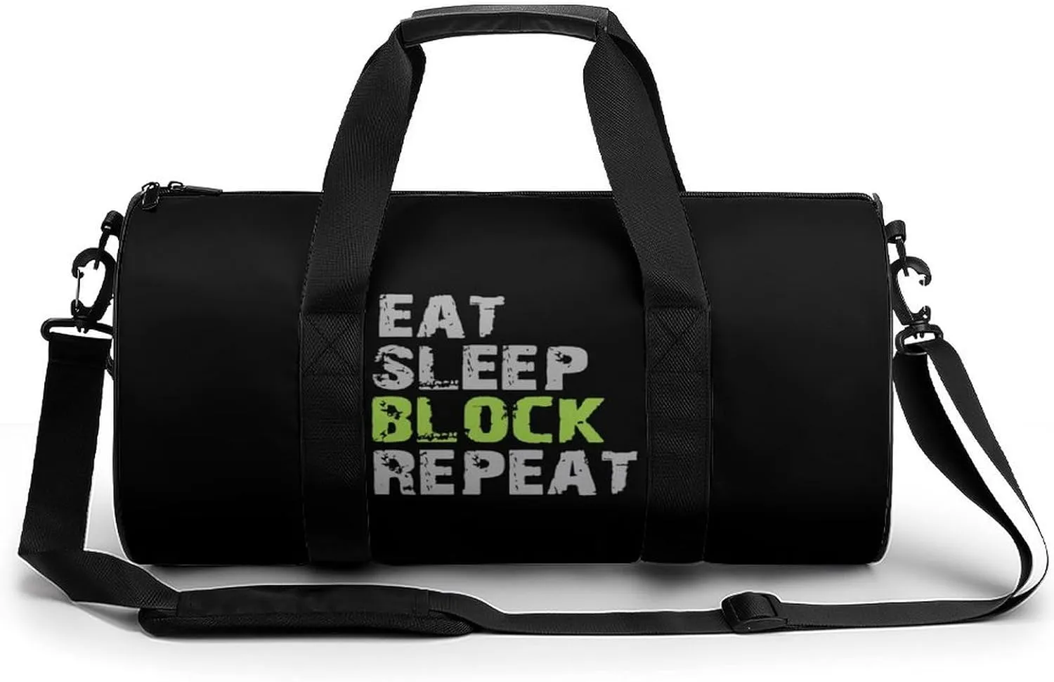 Eat Sleep Block Repeat Small Gym Bag for Men Women Swim Dance Travel Tote Duffle Bags with Shoulder Strap