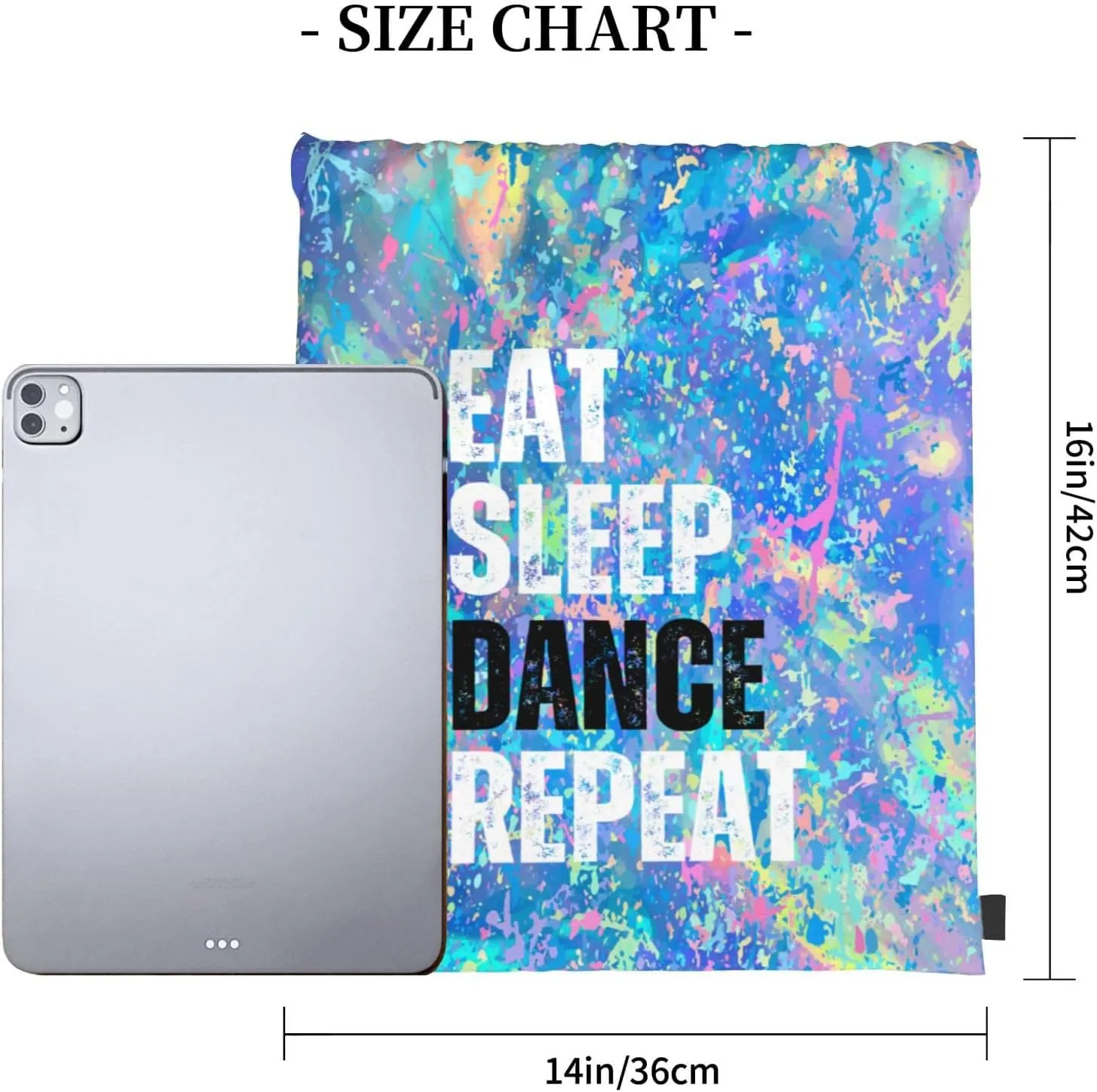 Eat Sleep Dance Repeat Drawstring Backpack Gym String Bag Sports Drawstring Sackpack For Women Men