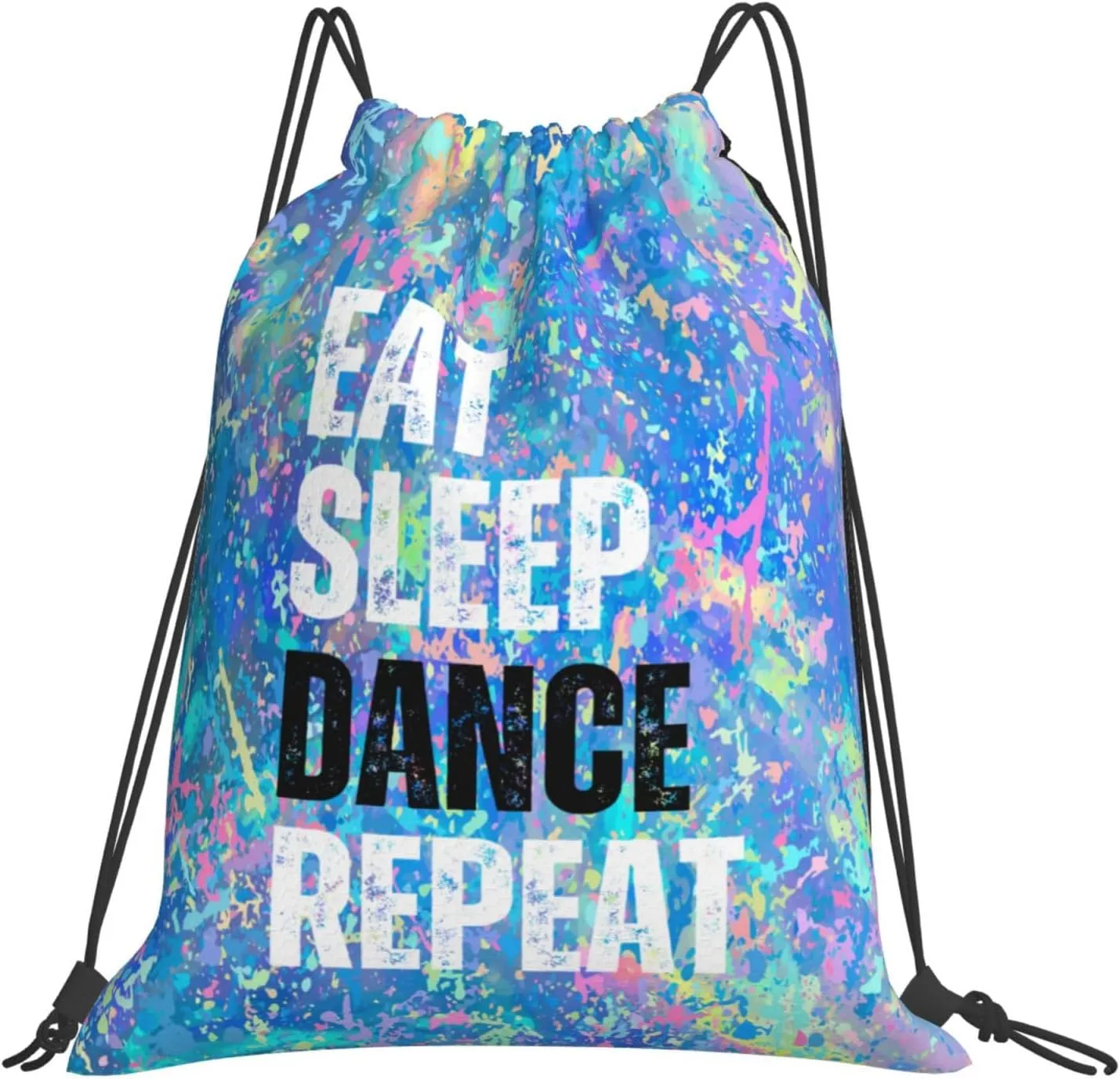 Eat Sleep Dance Repeat Drawstring Backpack Gym String Bag Sports Drawstring Sackpack For Women Men