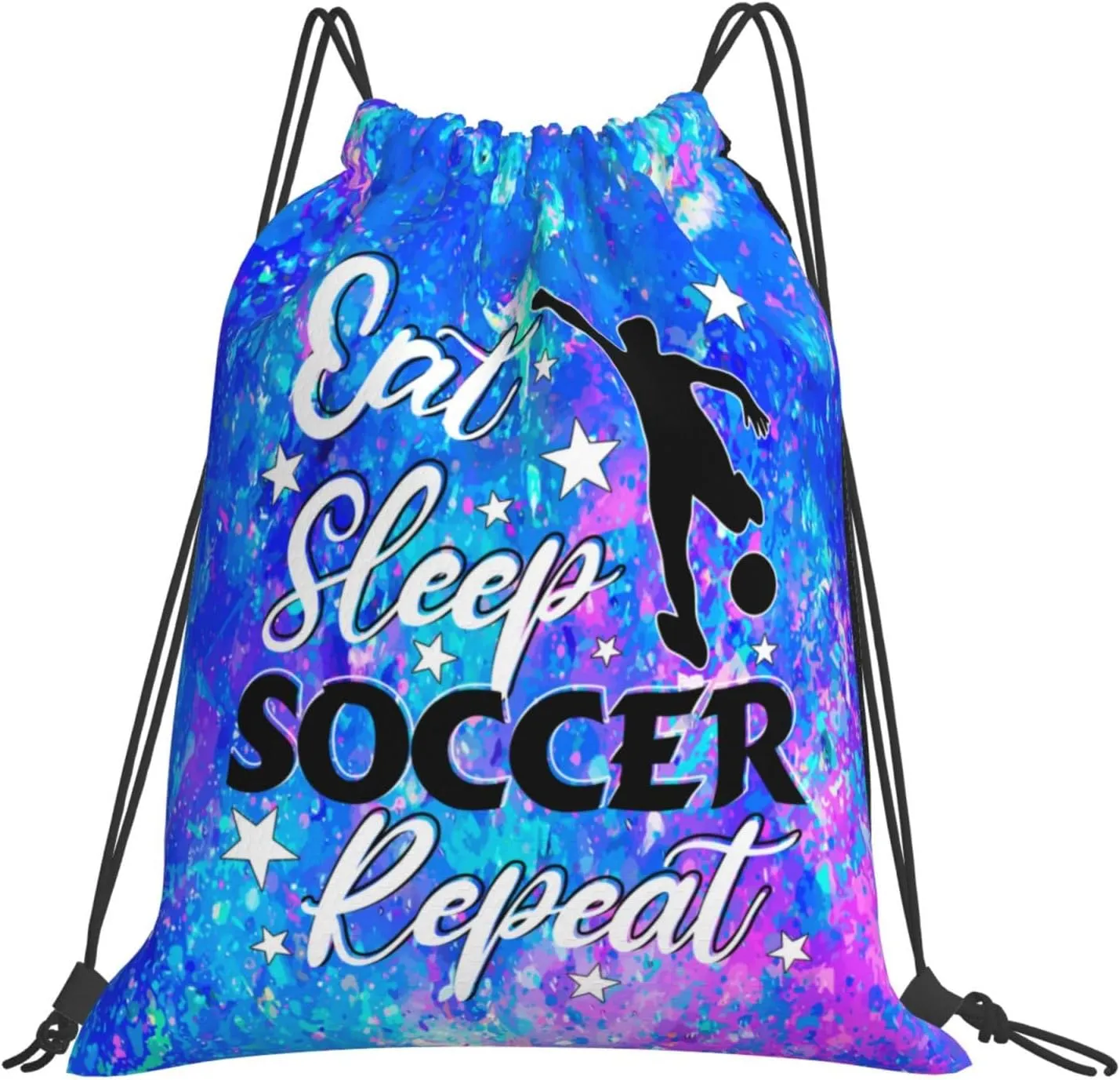 Eat Sleep Soccer Repeat Drawstring Backpack Gym String Bag Drawstring Sackpack Sport For Womens Mens